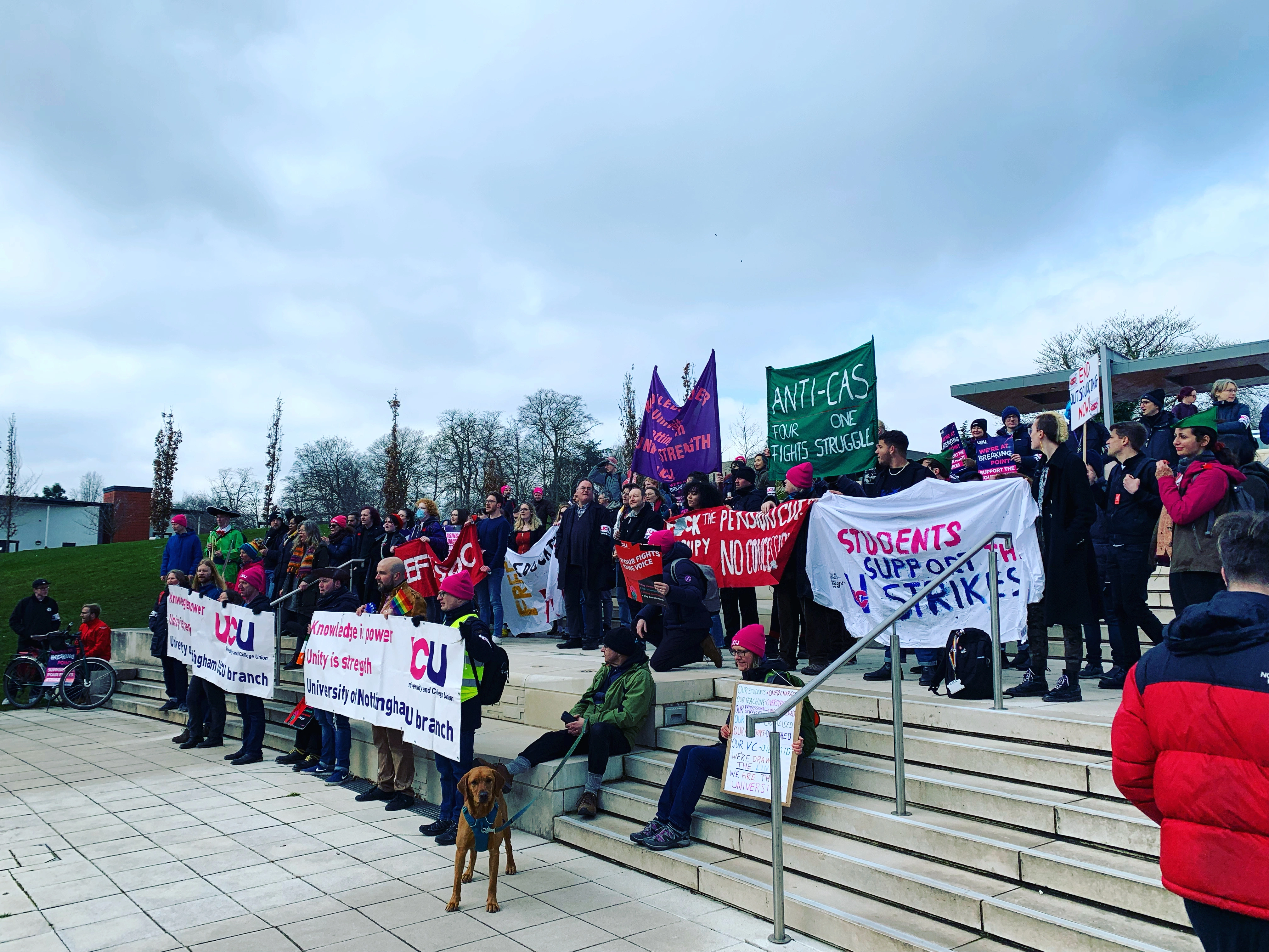 A UCU picket line at the University of Nottingham